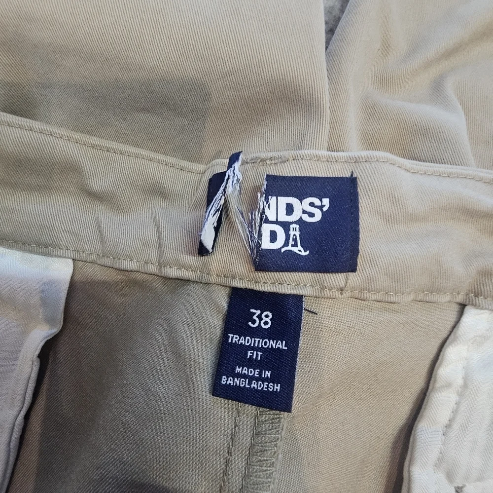 Lands’ End Men’s Chino Pants 38x30 Traditional Fit Khaki Cotton Twill